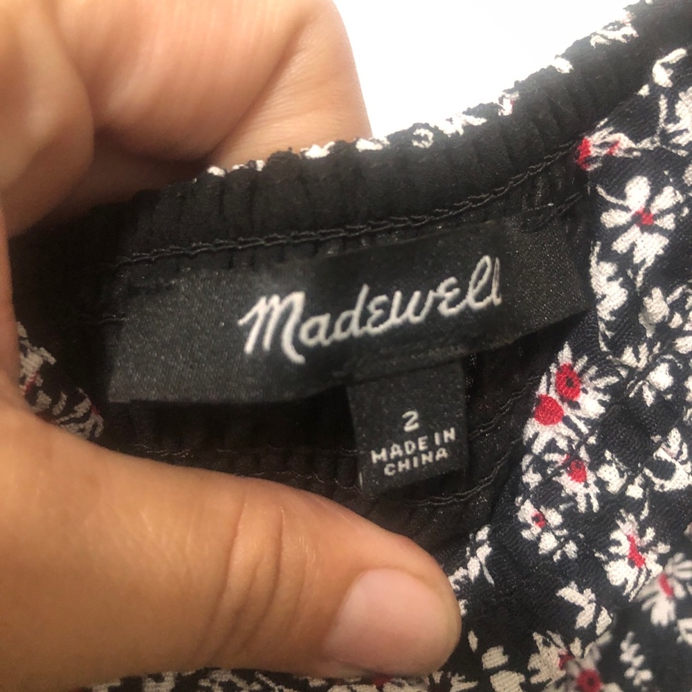 Madewell Black Maxi Dress with Pink Floral Print size 2 Price $158 - Picture 7 of 7